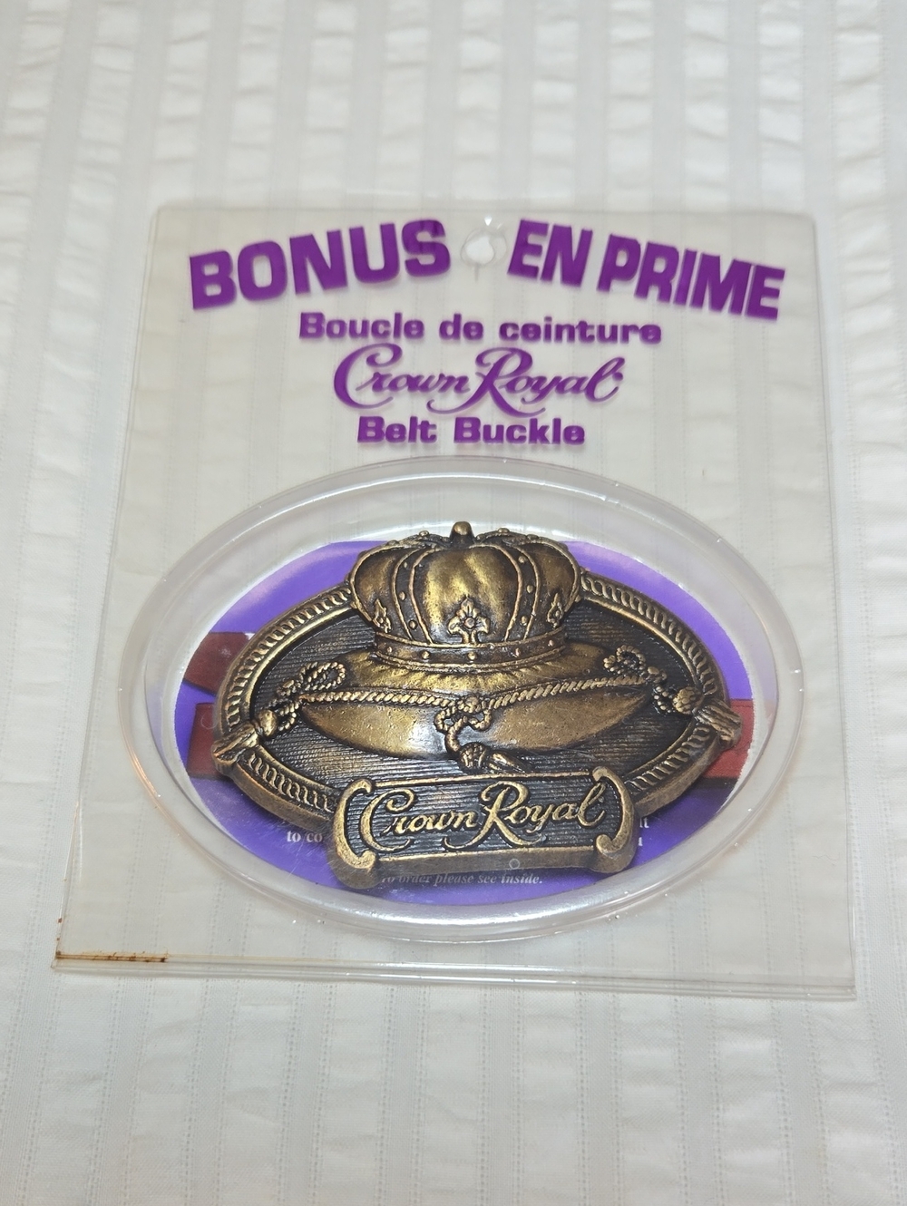 Vintage Crown Royal Brass-Tone Belt Buckle New In Package